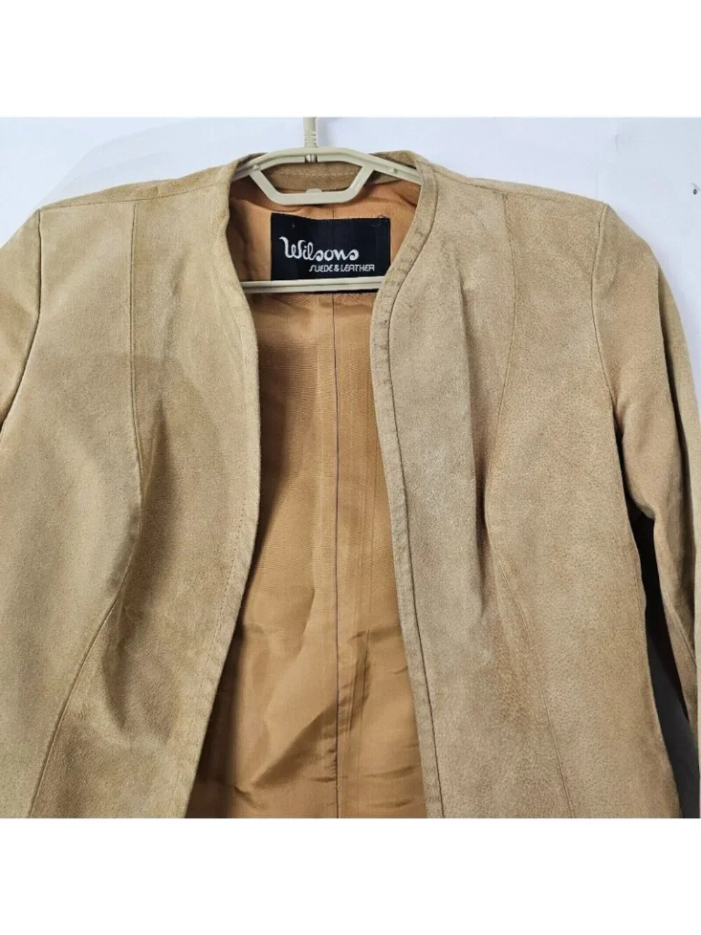 Vintage Wilsons Suede and Leather Jacket Womens 10 Tan Western Coat Streetwear - Picture 2 of 11